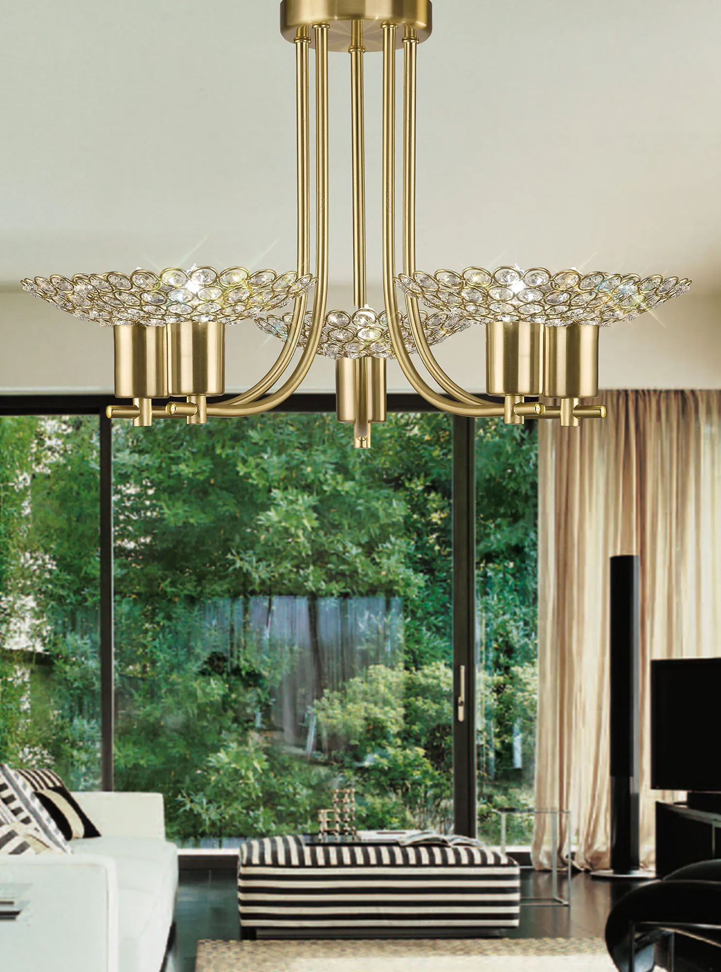 Ellen Crystal Ceiling Lights Diyas Flush Crystal Fittings